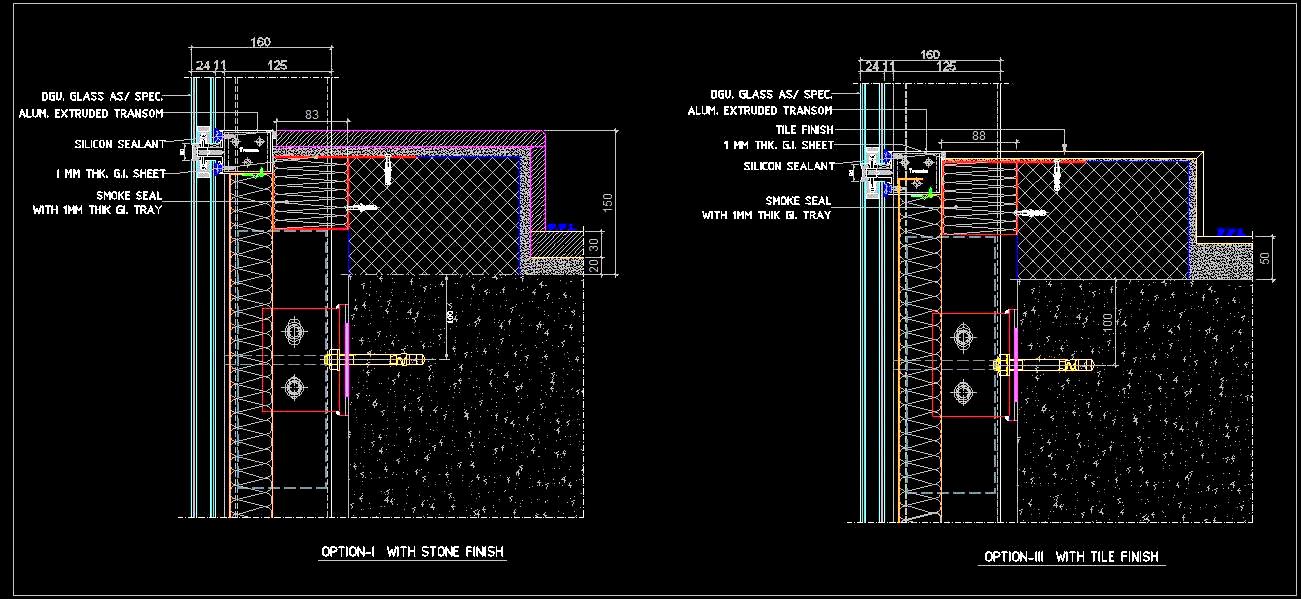 Structural Glazing CAD- Window & Sill Fixing in Stone & Tile